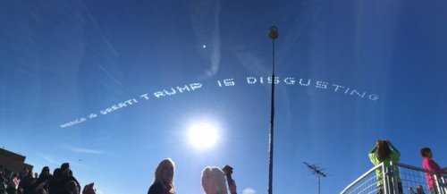 micdotcom:Anti-Trump skywriting stole the show at the Rose ParadeAgainst the stark blue California s