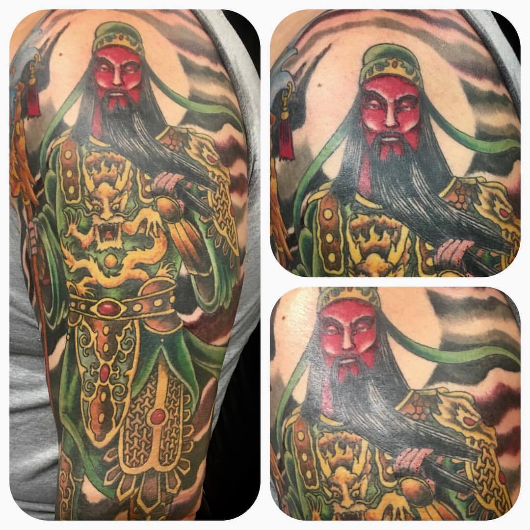 Rising Dragon Tattoos NYC — Guan Yu god of war by Darren. Follow 👉🏿...
