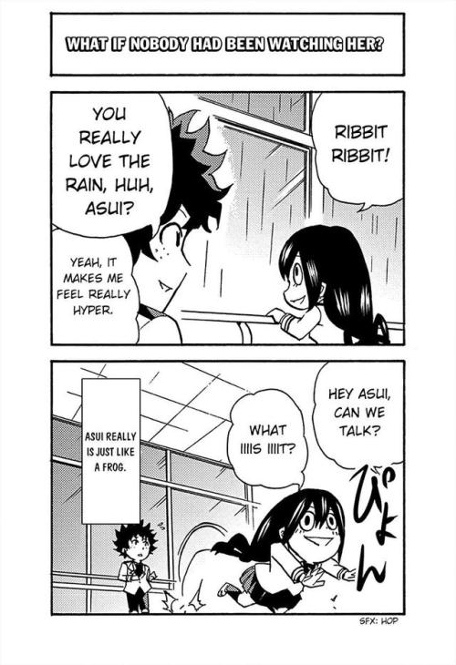 lotsafroppy: can we talk about tsuyu in the side comic of my hero academia, “Smash!!”? C