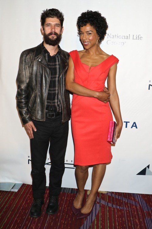 celebritiesofcolor:  Ben Whishaw and Sophie Okonedo attends the 82nd annual Drama League Awards Cere