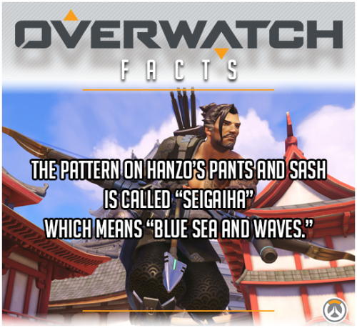 “The pattern on Hanzo’s pants and sash is called “seigaiha” which means “blue sea and waves.““