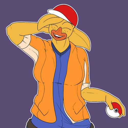 Someone wanted to see Musclebird as a Pokemon trainer.