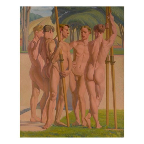 ex-frat-man: JAMES STROUDLEY1906 - 1985THE OARSMENoil on canvas88 x 70 in