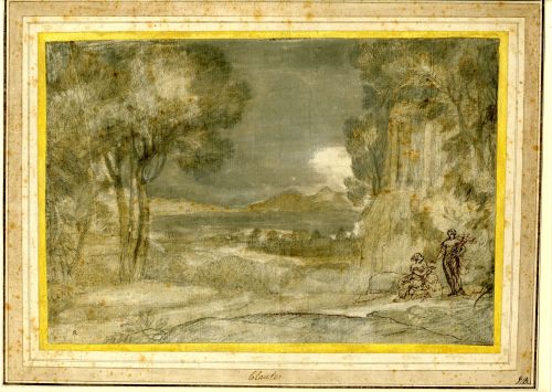 Claude Lorrain (French; 1604–1682)Coast Scene with Apollo and the Cumaean SibylGraphite and grey was