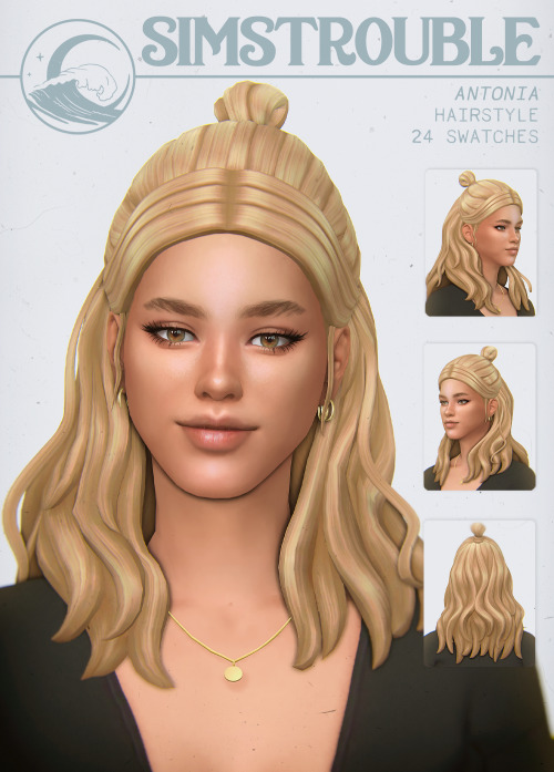 ANTONIA by simstrouble A half-updo for your too-busy-to-do-my-hair and I-don’t-give-a-hoot que