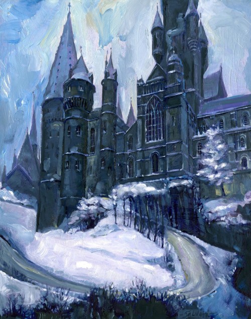 nathanielemmett: Concept art for Hogwarts in winter by Jim Salvati.