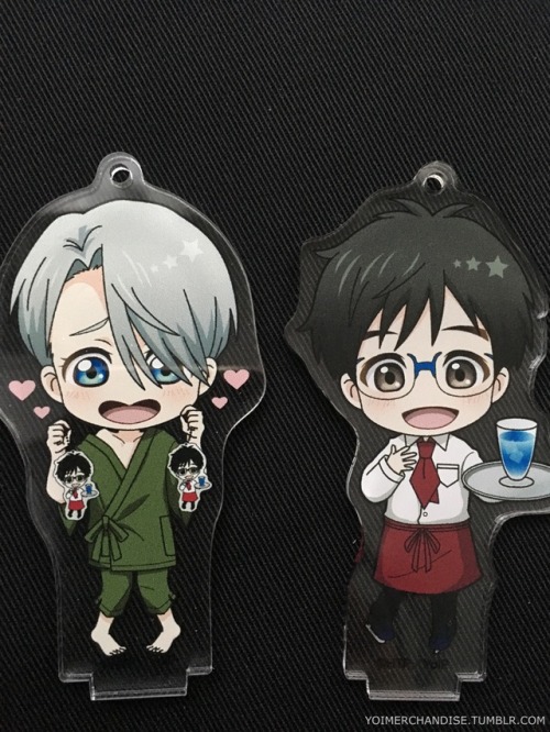 yoimerchandise: YOI x Youme Cafe Acrylic Keychains/Stands Collaboration Dates:December 16th, 2016 - February 28th, 2017 at various locations Featured Characters (15 Total):Viktor (Original + secret versions), Yuuri, Yuri, Otabek, Christophe, Emil, Georgi,