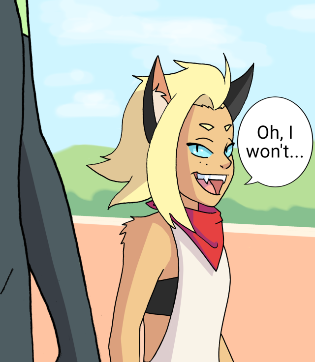 sheblah:I dropped every project on my plate to make this comic lol.This is based on a post I made (before the stream where Finn came to life!!) about DT being a terrible wonderful auncle to Catradora’s kid. Featuring my future DT design. Edit: part