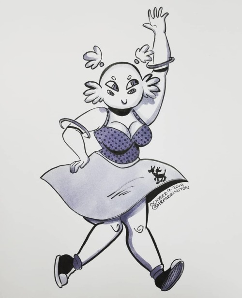 Inktober day 9 - A swingin’ alien! . . . . #inktober #inktober2019 #monstergirl #alien #swing 