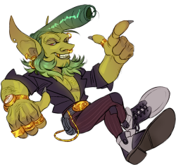 sdcruzart: ive made like 4 goblins since the opening up of more slots per server.  Here’s a dude who likes money, joy rides, and slicin faces 