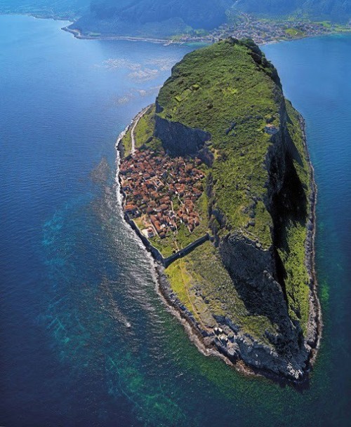 earth-phenomenon: Monemvasia, Laconia, HELLAS (Greece) The town is located on a small peninsula off 