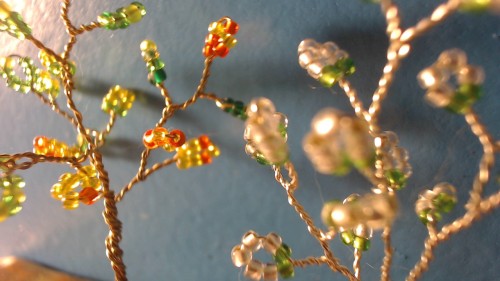 contemporaryelfinchild:Telperion and Laurelin that I made out of wire and beads.