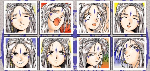 the-fourth-goddess:These character icons are from the Ah! Megami sama adventure game for the NEC PC-