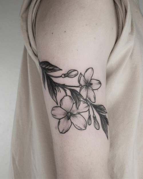 fourthkindillustration:Water jasmine design for Tim from the other day! Thanks again man! #pcrumptat