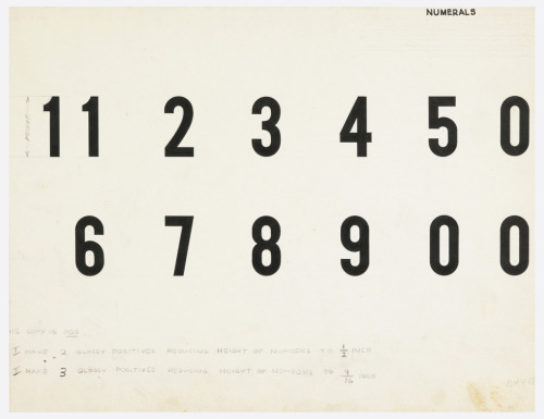 Henry Dreyfuss, Design for Numerals, 1950s. Drawing. USA. Via Cooper Hewitt