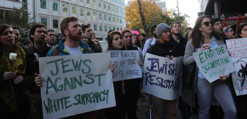 micdotcom:Jewish protesters and allies marched on Trump transition HQ to demand that he #FireBannonO