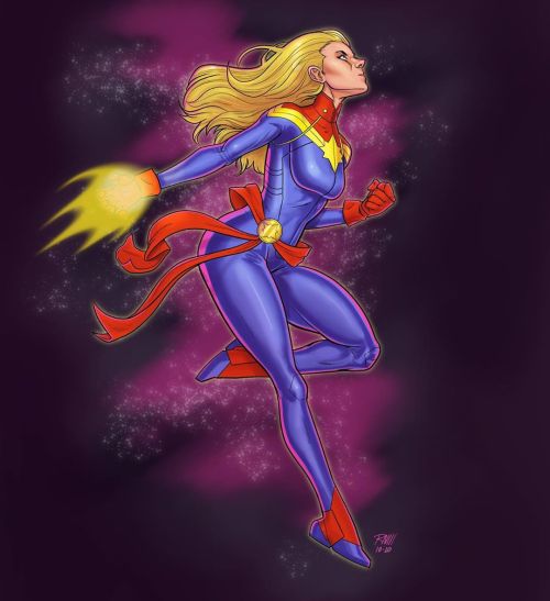 Another Captain Marvel, ready to energy blast SOMETHING. Feelin better and better about my coloring 