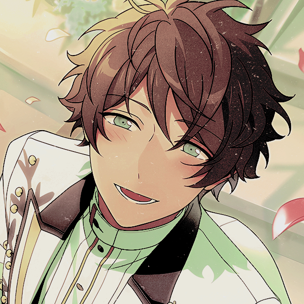607x607 icon of card "Hopeful Bouquet" featuring character Takamine Midori from Ensemble Stars! Edited with a green colouring PSD (Venus by Lu & unknown other) and complimented by a dust texture.