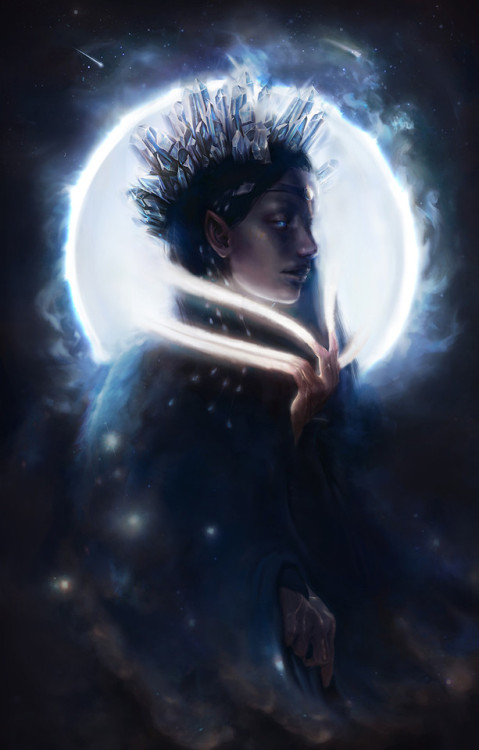 dymondstarrillustrations:My recently updated painting of Varda, Queen of the Starr’s . Wife to Manwë