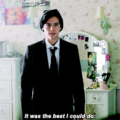 thehumanandthebanshee:  #i love how jughead comes into betty’s room all#”angstyjughead!#as usual, ready to enter the belly of the beast#and betty just has this giant smile on her face#and he turns into a little puppy in love
