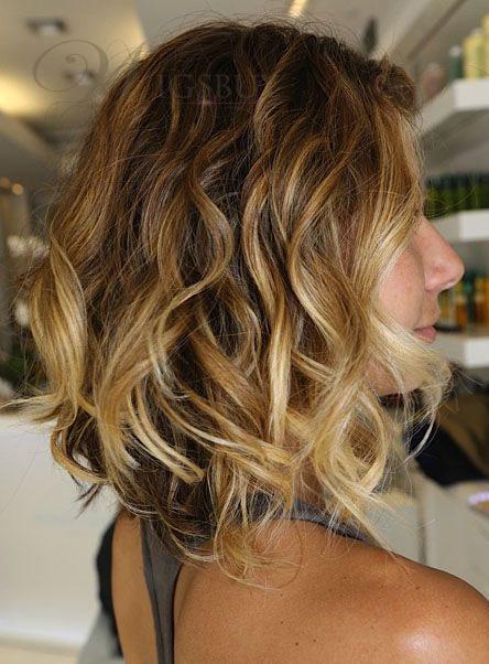 Shoulder length blonde curly hair