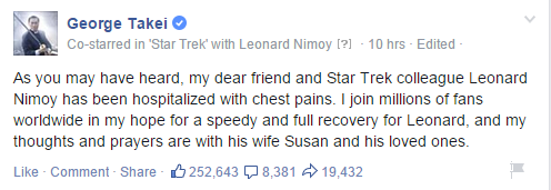Reblog if Mr. Nimoy is in your thoughts.