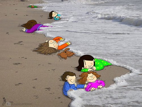 Creative illustrations about Tragic Death Of 3-Year-Old Syrian Refugee - 3 Yaşında ki  Suriyeli