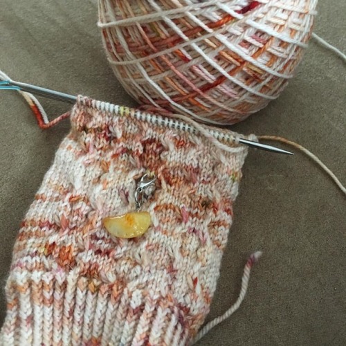 Working on another pair of socks. These are the October sock from @knittingexpat #cosycollection cal