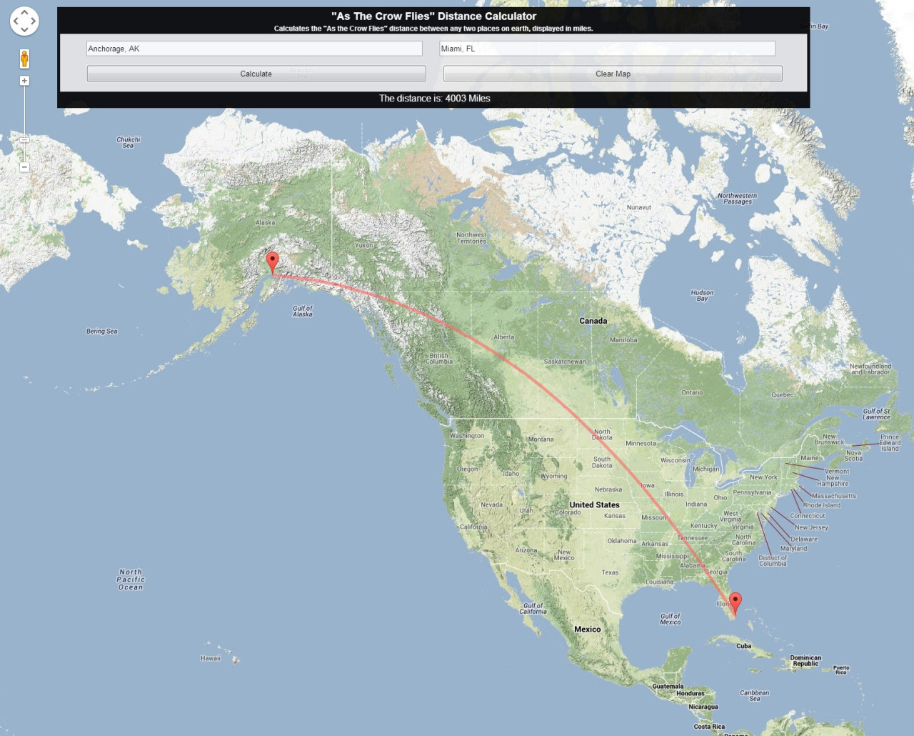 You can theoretically drive in a straight line - Maps on the Web