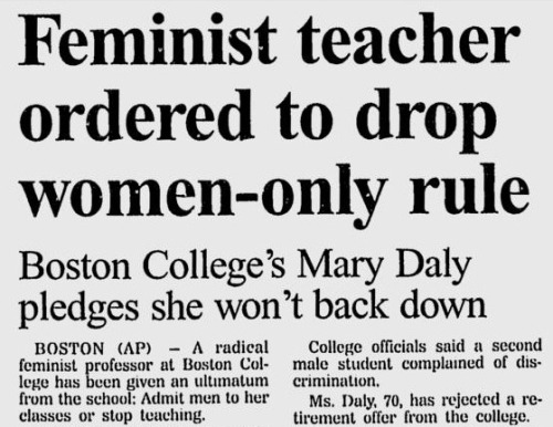 giveyourreasons:thegynocrat:“Feminist Teacher Ordered To Drop Women-only Rule”, Toledo Blade - Feb 2