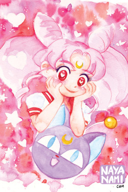 nayanami:  ChibiUsa and Saturn watercolors, prints available at the Toronto Sailor Moon Celebration 2016! :)