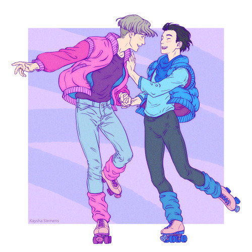 iceprincess-yuri: kayshasiemens:  GUYS WHAT IF.  WHAT IF 80S VICTUURI.  WITH ROLLERSKATES.