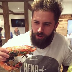 The hubby really happy with his massive prawn