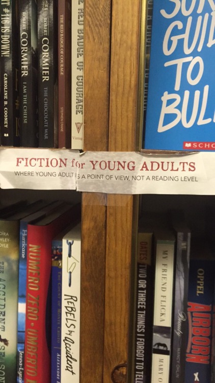 the-questionable-hufflepuff: So, I went to a bookstore today and found this taped to the YA books an