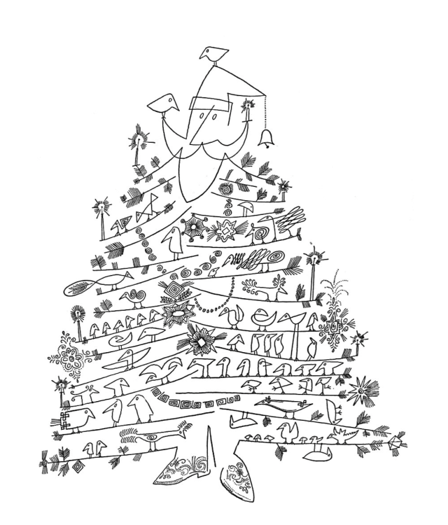 Saul Steinberg, Christmas Card for MoMA, 1949. The Saul Steinberg Foundation