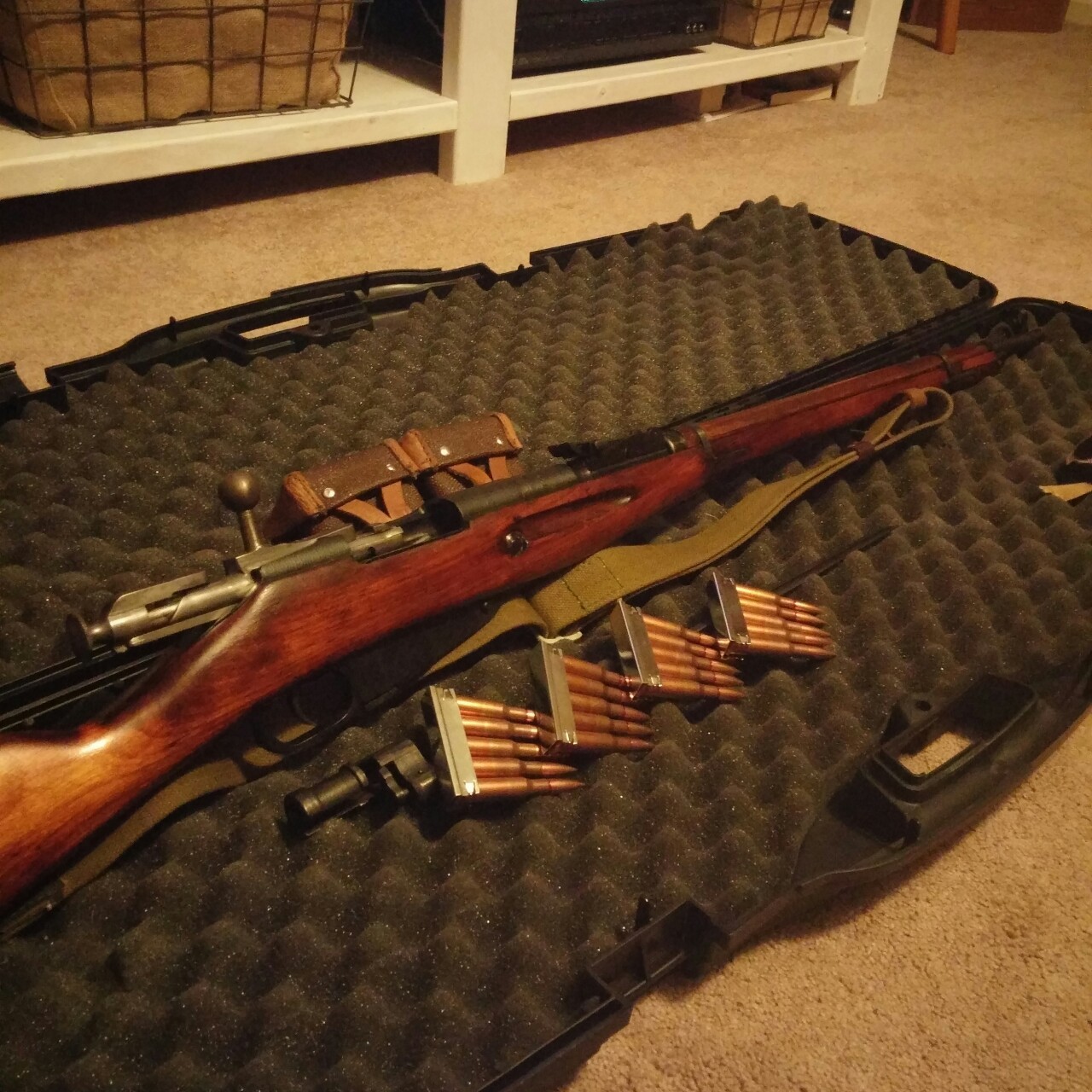 6lanestaillights:  My 1943 mosin Nagant.  Love this rifle.  