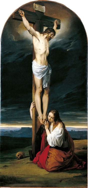 cvbarroso:Crucifixion with Mary Magdalene Kneeling and WeepingFrancesco Hayez (1827)