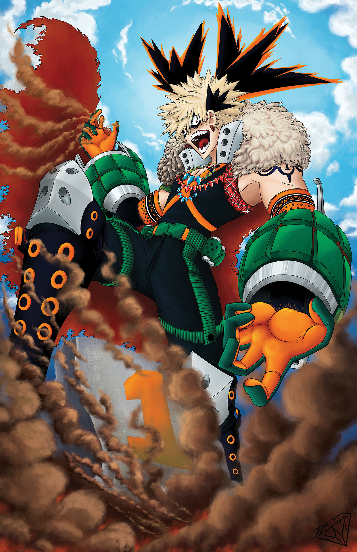 ihuatzin: King of Explodo-kills is DONE I’ll have him as a 11 x 17 print at Anime