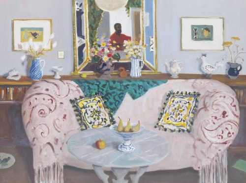 peaceinthestorm: David McClure (1926-1998, British) ~ Sofa with Self-Portrait (third version), 