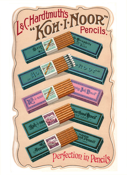 Koh-I-Noor Pencils, full page insert from a 1909 Wadsworth Howland & Co. Catalog. USA. Via Leadh