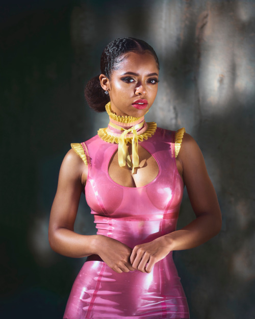 missdollylatex: dominationswitch:I’m in love with that dress. Beautiful pink transparent latex cloth