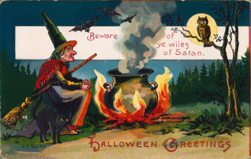 Beware of ye wiles of Satan &ndash; Halloween Greetings postcard, late 19th century