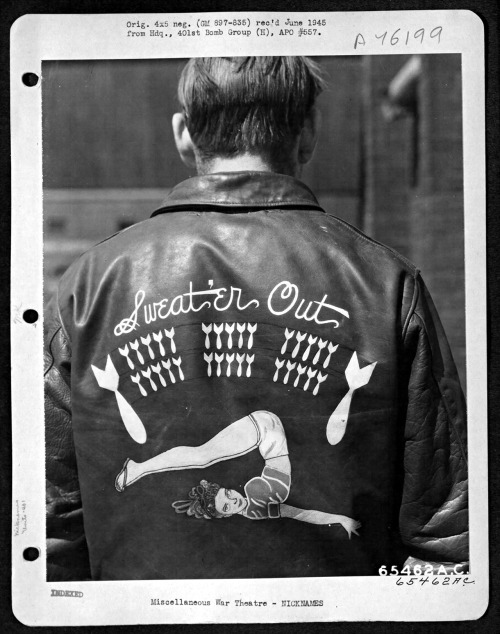 medium:  The personalized leather jackets of bomber crews. 