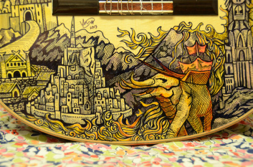 archiemcphee:An epic guitar for an epic tale. Vivian Xiao, artist, graphic designer, and illustrator