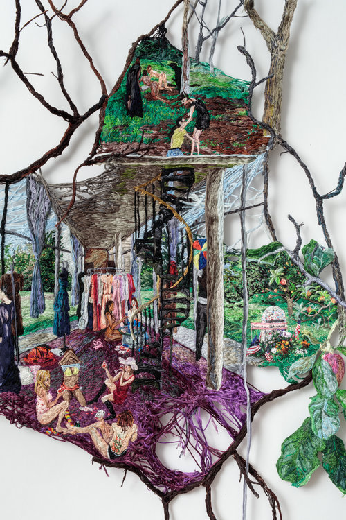 crossconnectmag:  Embroidery by Sophia Narrett   Sophia Narrett, born in 1987 in Concord, MA is an artist who brings a contemporary aesthetic to the old world art of embroidery.  She received her MFA in Painting from the Rhode Island School of Design