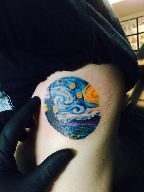 fuckyeahtattoos:Van Gogh’s Starry Night done by Doug at Evolution Tattoo in Reno, NV