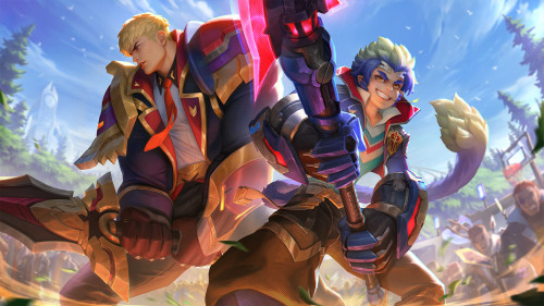 Battle Academia Garen and Wukong Duo- League of Legends Splash Art By Ina Wong