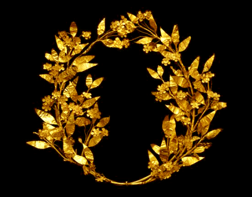 fuckyeaharchaeology:  Hellenistic Gold Wreaths In Ancient Greece, wreath crowns were given as prizes to the victors of athletic and artistic competitions. The wreaths were often made from the branches of Laurel, Myrtle, Oak, and Olive Trees. These trees