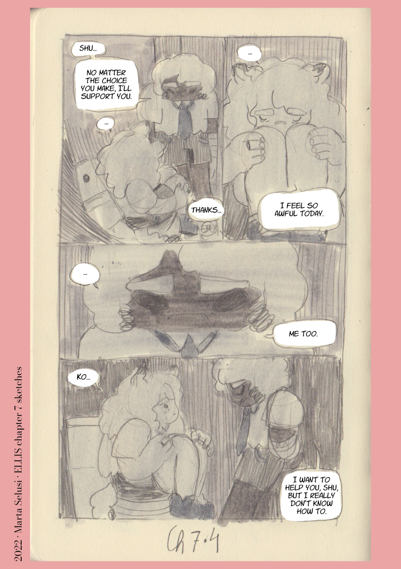 ELLIS chapter 7 page 4 sketch—[PORTFOLIO] [PATREON] [COMMISSIONSandSHOP] #Marta Selusi#ELLIS#sketchbook#my art#Patreon#comic sketch #mental health awareness