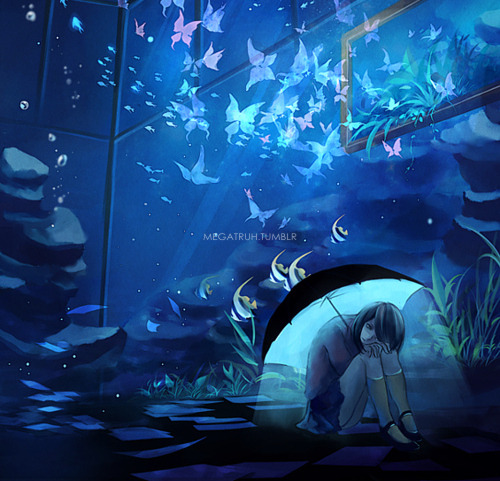 megatruh:  commissioned piece :) it is about a girl who always stays under her umbrella.